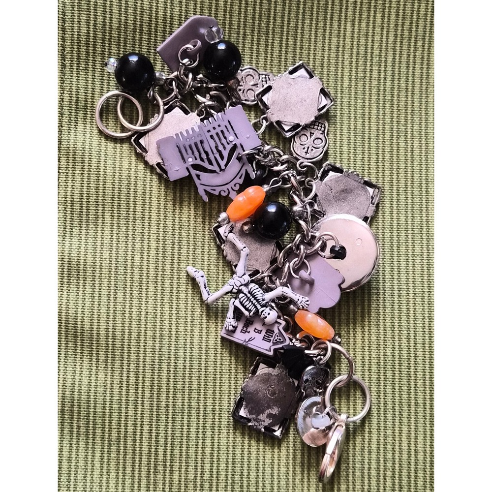 Halloween Charm Bracelet Vintage Style Spooky Skeleton Gravestone Gothic Jewelry - Picture 7 of 8